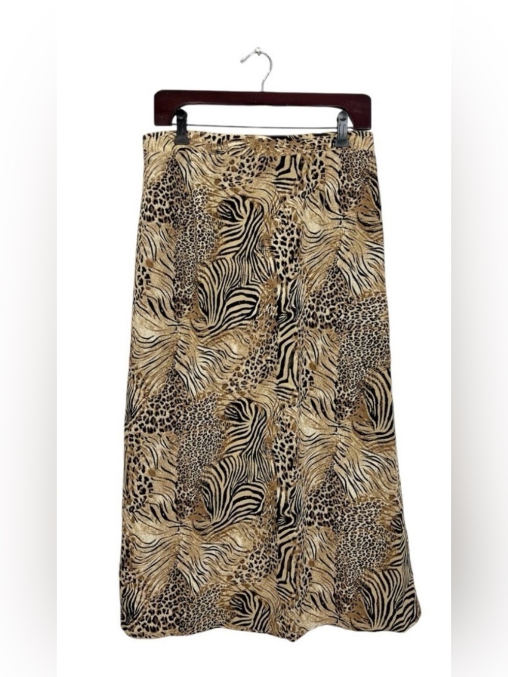 Vintage Y2K classic black brown animal print midi skirt fits like a 10 or 12.